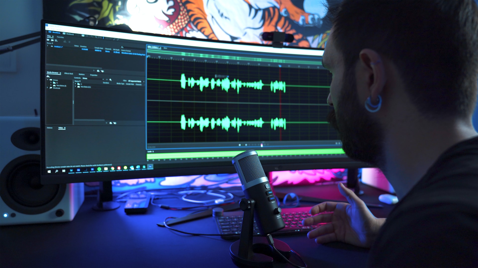 Video editor working at their desk