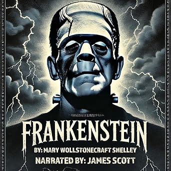 Frankenstein audiobook cover, narrated by James Scott